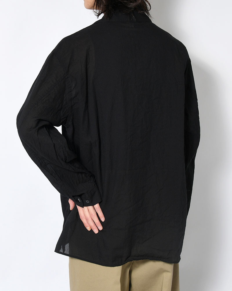 Silk-Co Voile Open-collar Shirt L/S -Black-