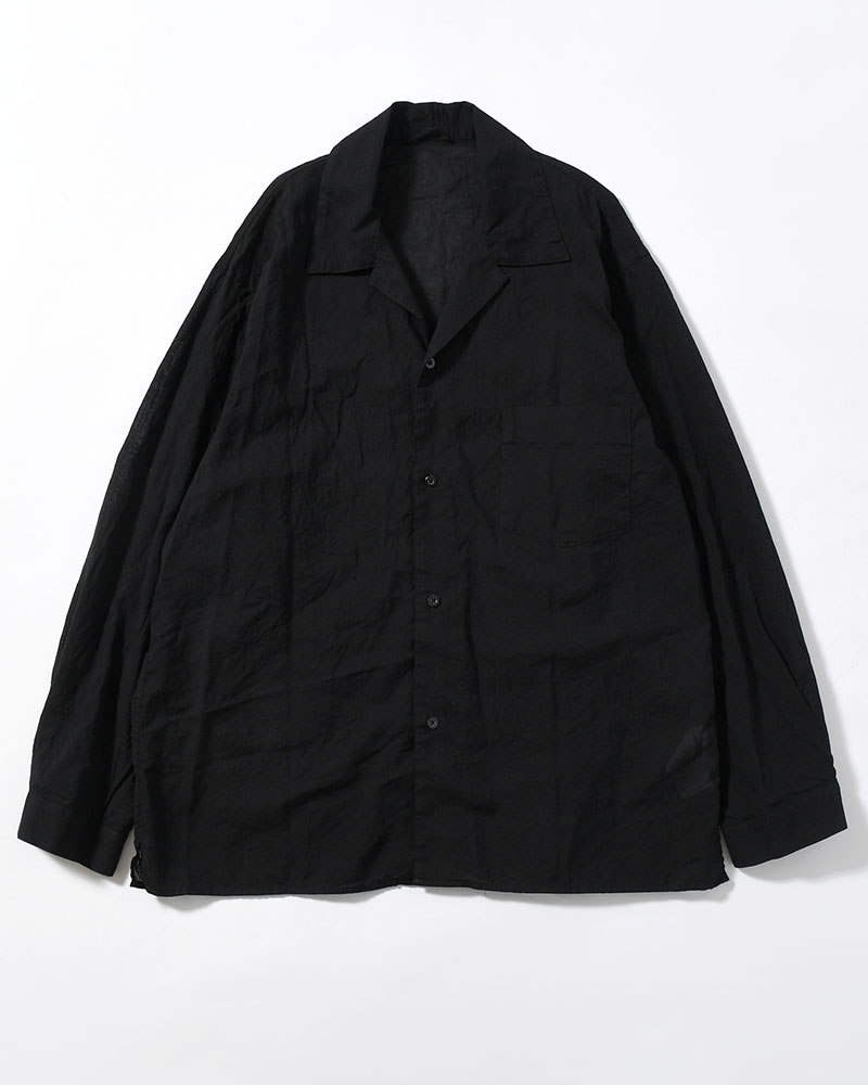 Silk-Co Voile Open-collar Shirt L/S -Black-