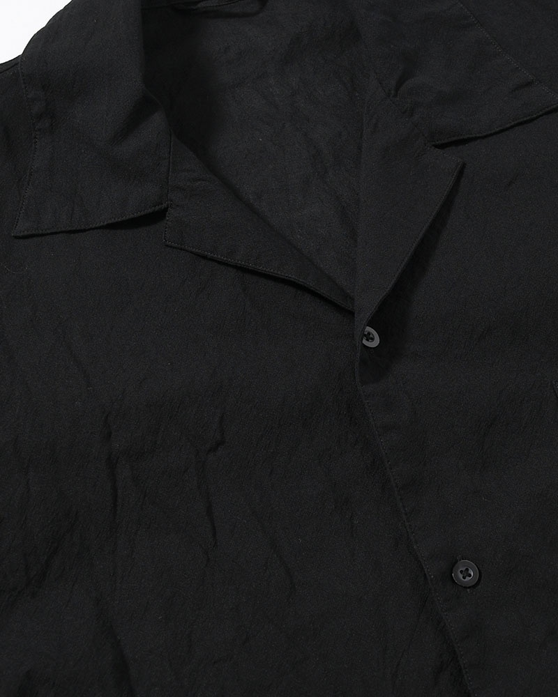 Silk-Co Voile Open-collar Shirt L/S -Black-