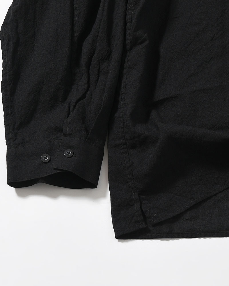 Silk-Co Voile Open-collar Shirt L/S -Black-