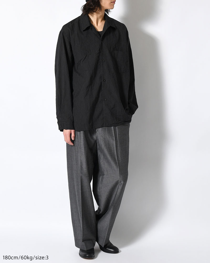 Silk-Co Voile Open-collar Shirt L/S -HeatherCharcoal-