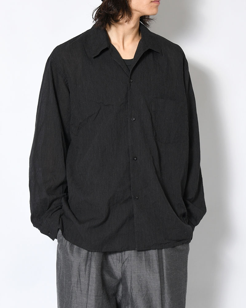 Silk-Co Voile Open-collar Shirt L/S -HeatherCharcoal-