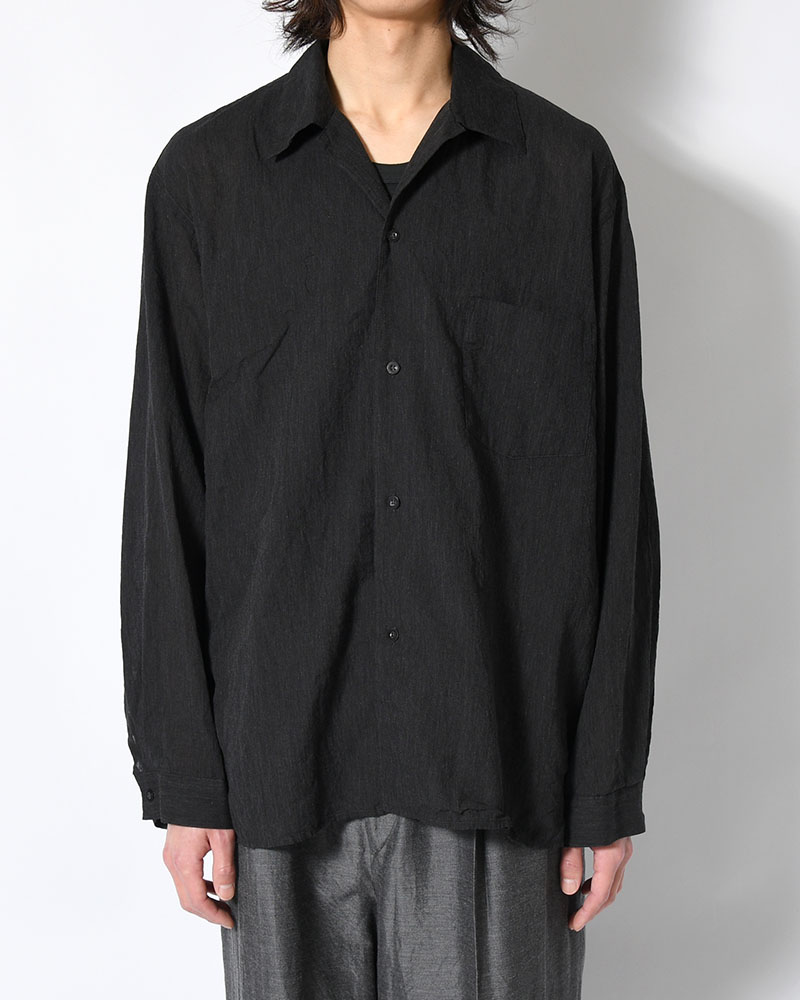 Silk-Co Voile Open-collar Shirt L/S -HeatherCharcoal-