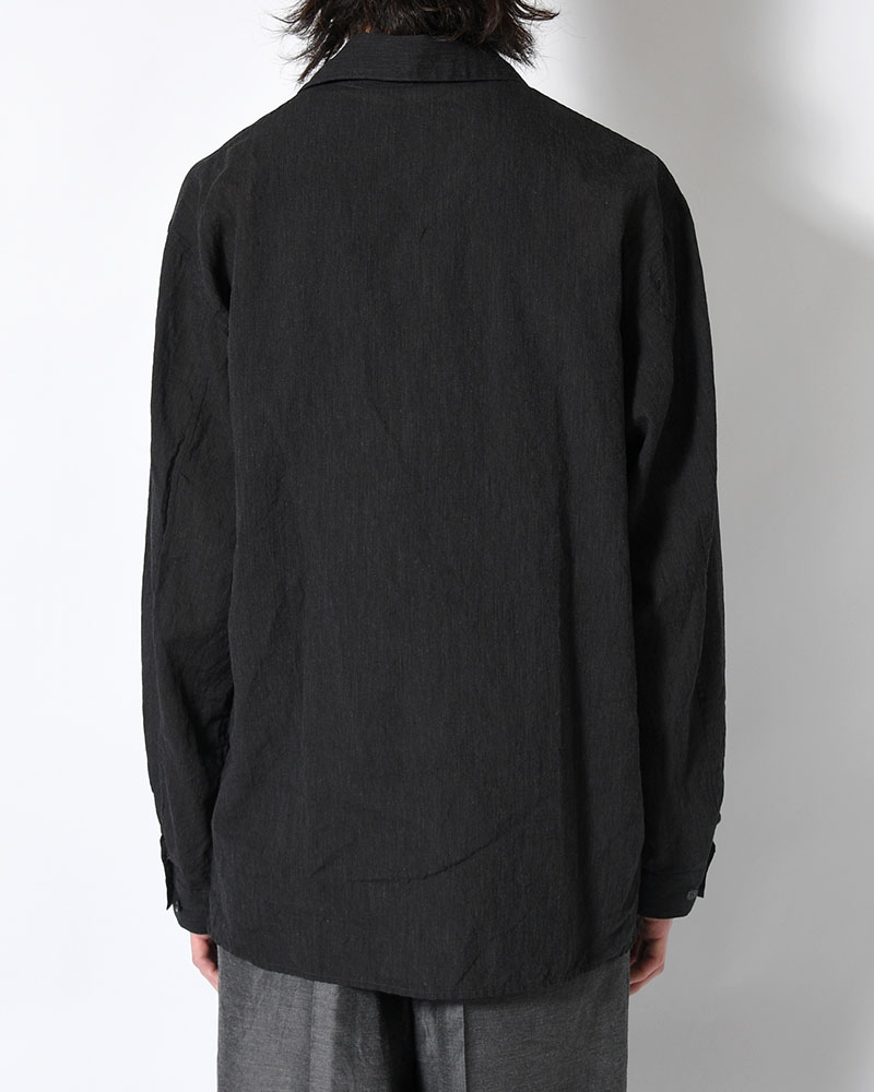 Silk-Co Voile Open-collar Shirt L/S -HeatherCharcoal-