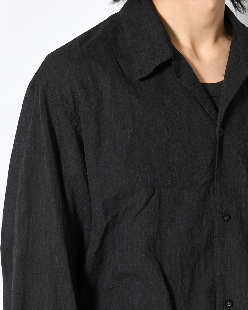 Silk-Co Voile Open-collar Shirt L/S -HeatherCharcoal-