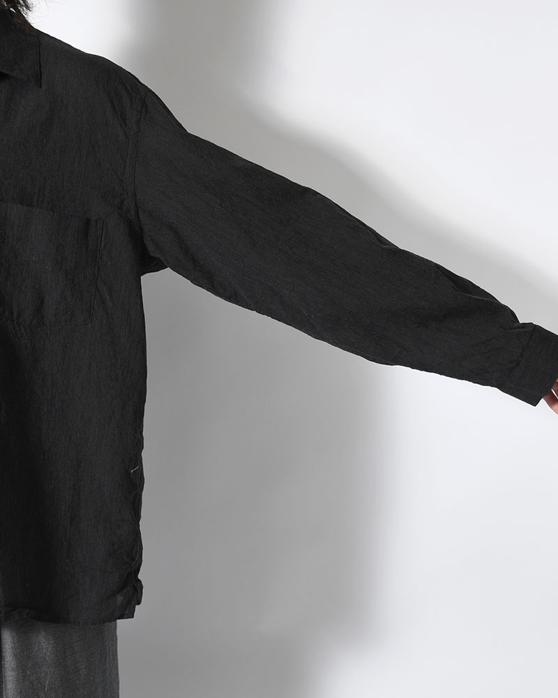 Silk-Co Voile Open-collar Shirt L/S -HeatherCharcoal-