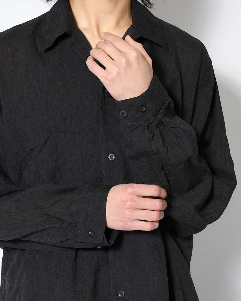 Silk-Co Voile Open-collar Shirt L/S -HeatherCharcoal-