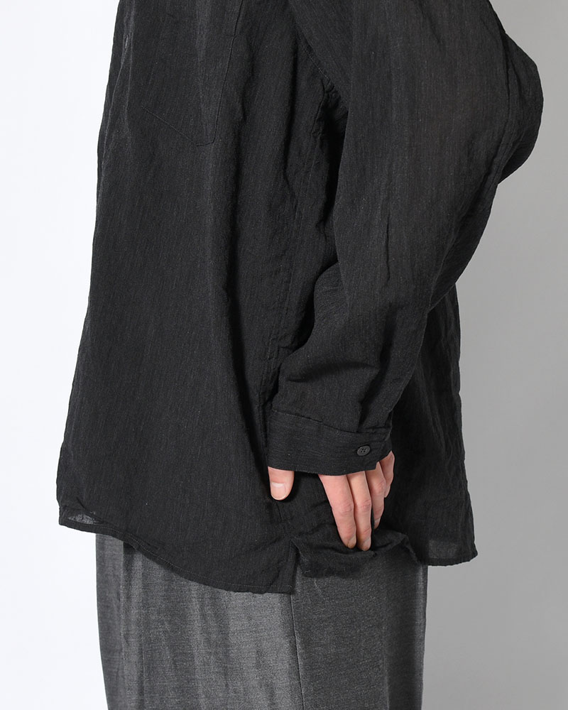 Silk-Co Voile Open-collar Shirt L/S -HeatherCharcoal-