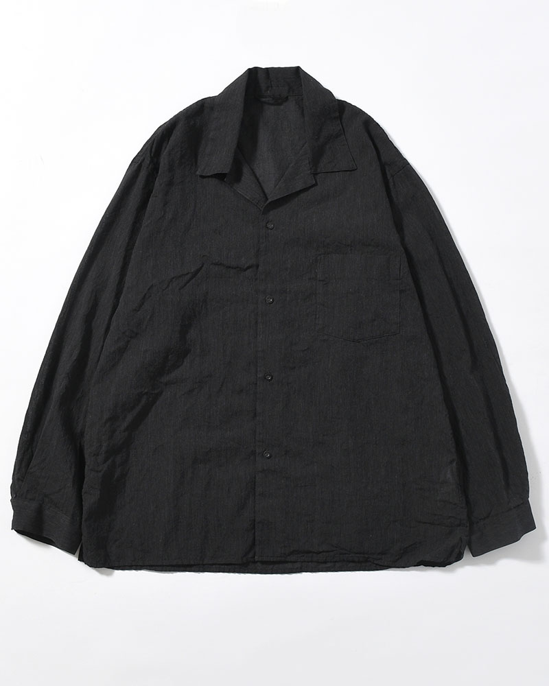 Silk-Co Voile Open-collar Shirt L/S -HeatherCharcoal-