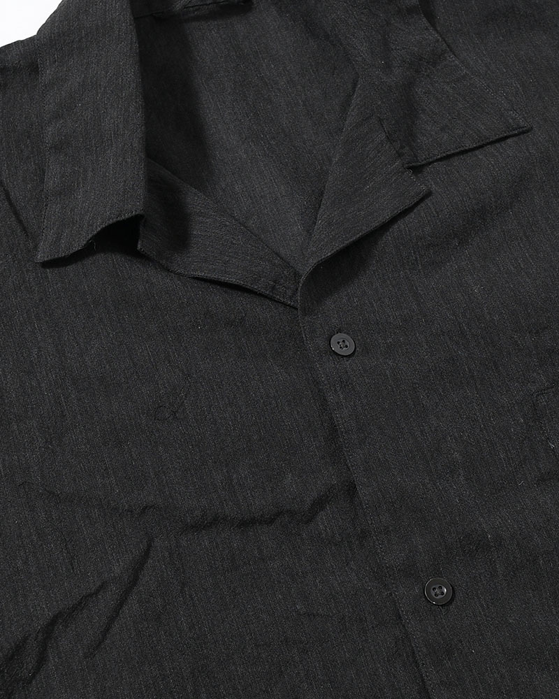 Silk-Co Voile Open-collar Shirt L/S -HeatherCharcoal-