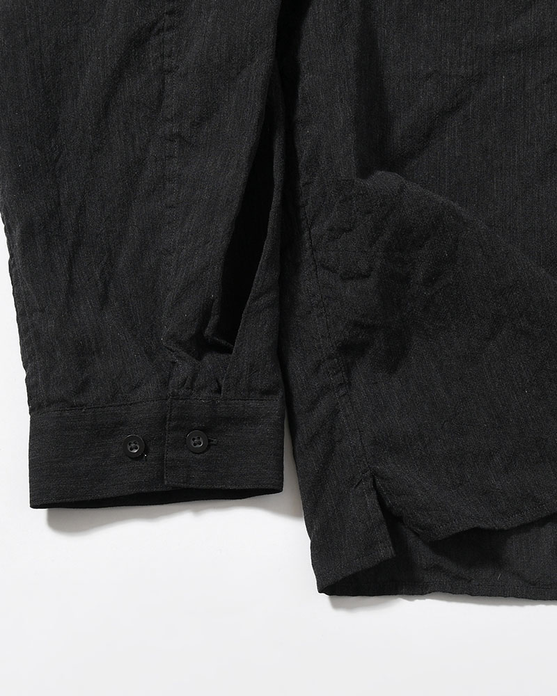 Silk-Co Voile Open-collar Shirt L/S -HeatherCharcoal-