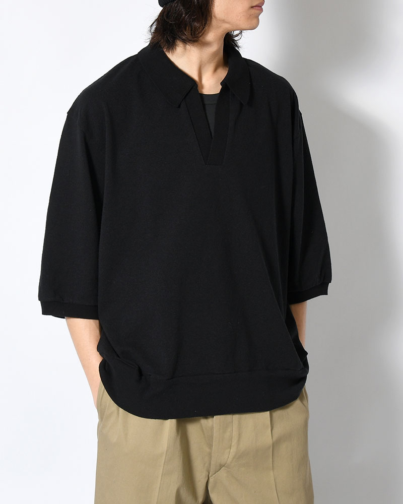 Co/Silk Nep Skipper Cropped Sleeve -Black-