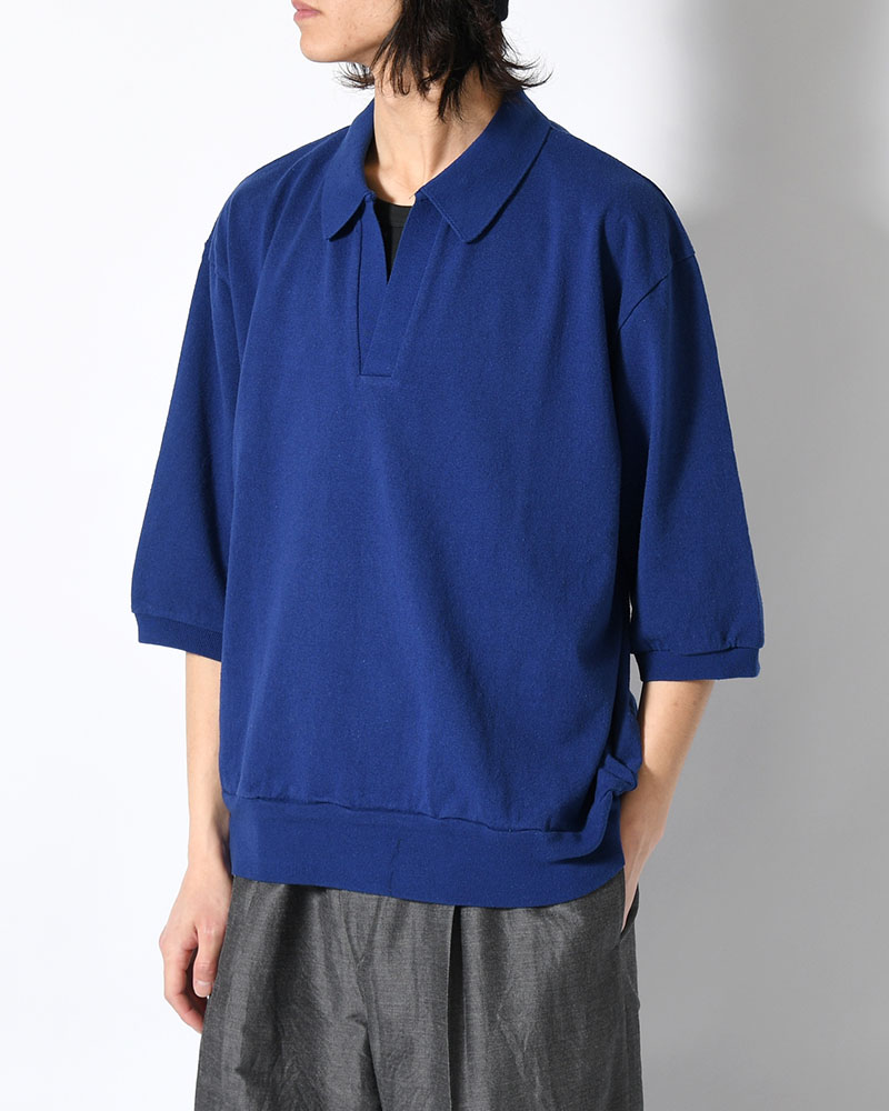 Co/Silk Nep Skipper Cropped Sleeve -Blue-