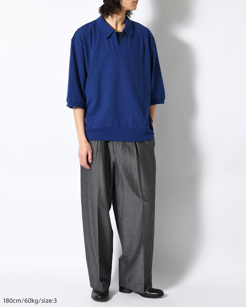 Co/Silk Nep Skipper Cropped Sleeve -Blue-