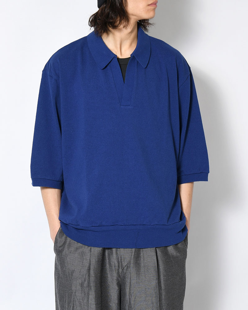 Co/Silk Nep Skipper Cropped Sleeve -Blue-