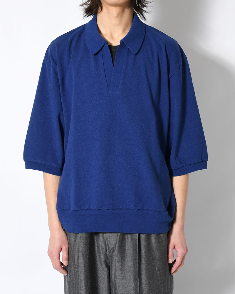 Co/Silk Nep Skipper Cropped Sleeve -Blue-