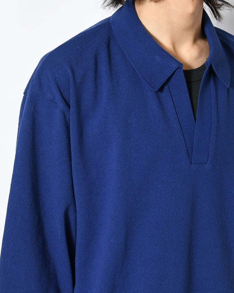 Co/Silk Nep Skipper Cropped Sleeve -Blue-