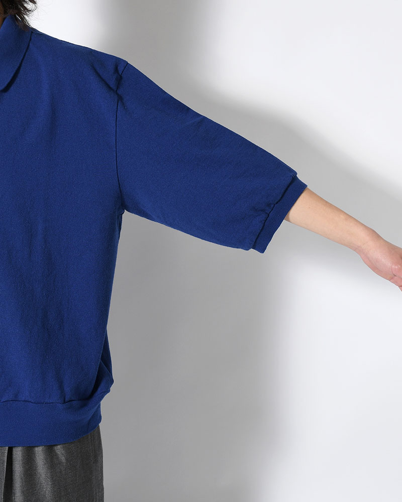 Co/Silk Nep Skipper Cropped Sleeve -Blue-