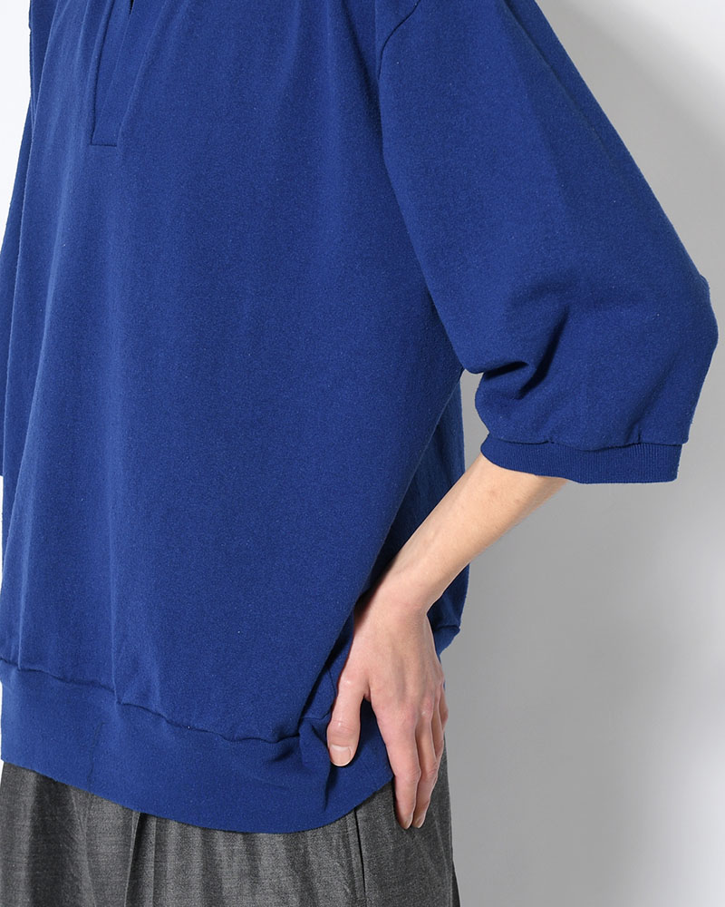 Co/Silk Nep Skipper Cropped Sleeve -Blue-