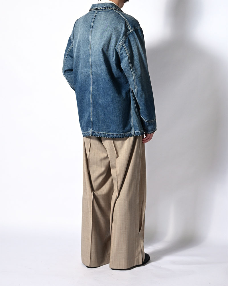 Hand-Embroidered Denim Coverall -INDIGO-