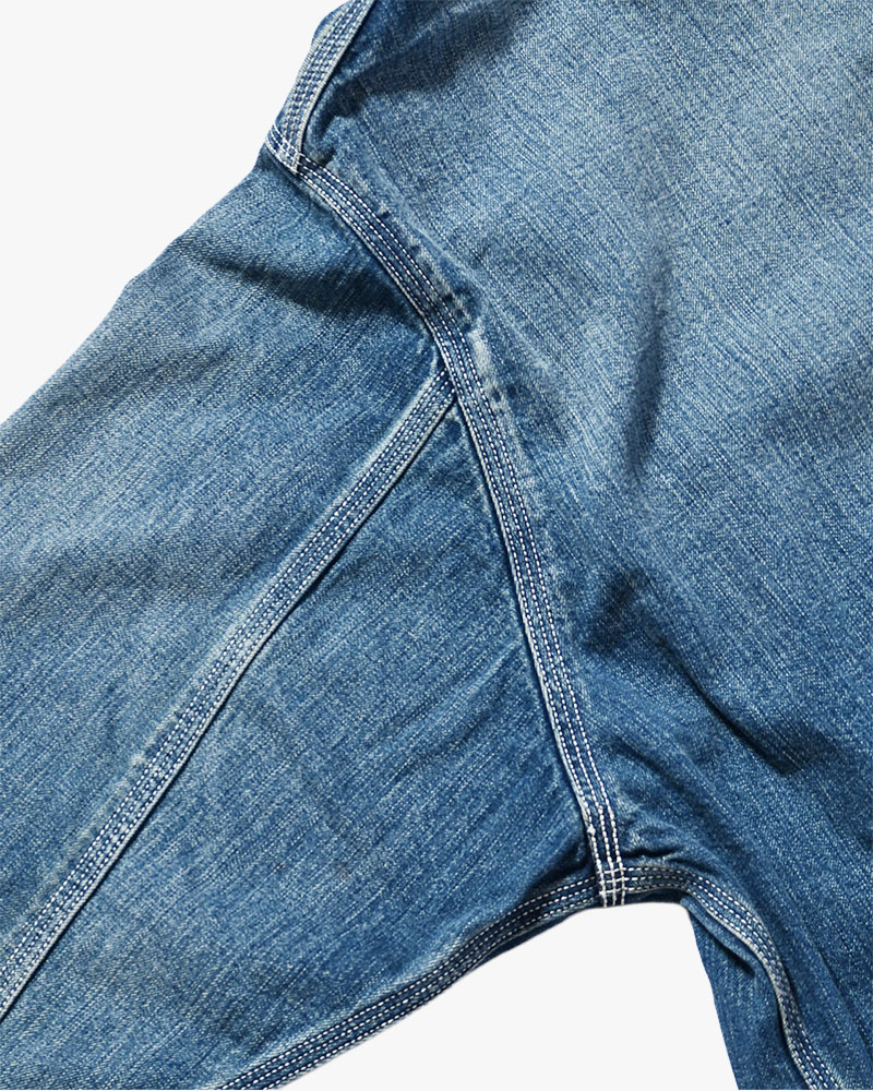 Hand-Embroidered Denim Coverall -INDIGO-