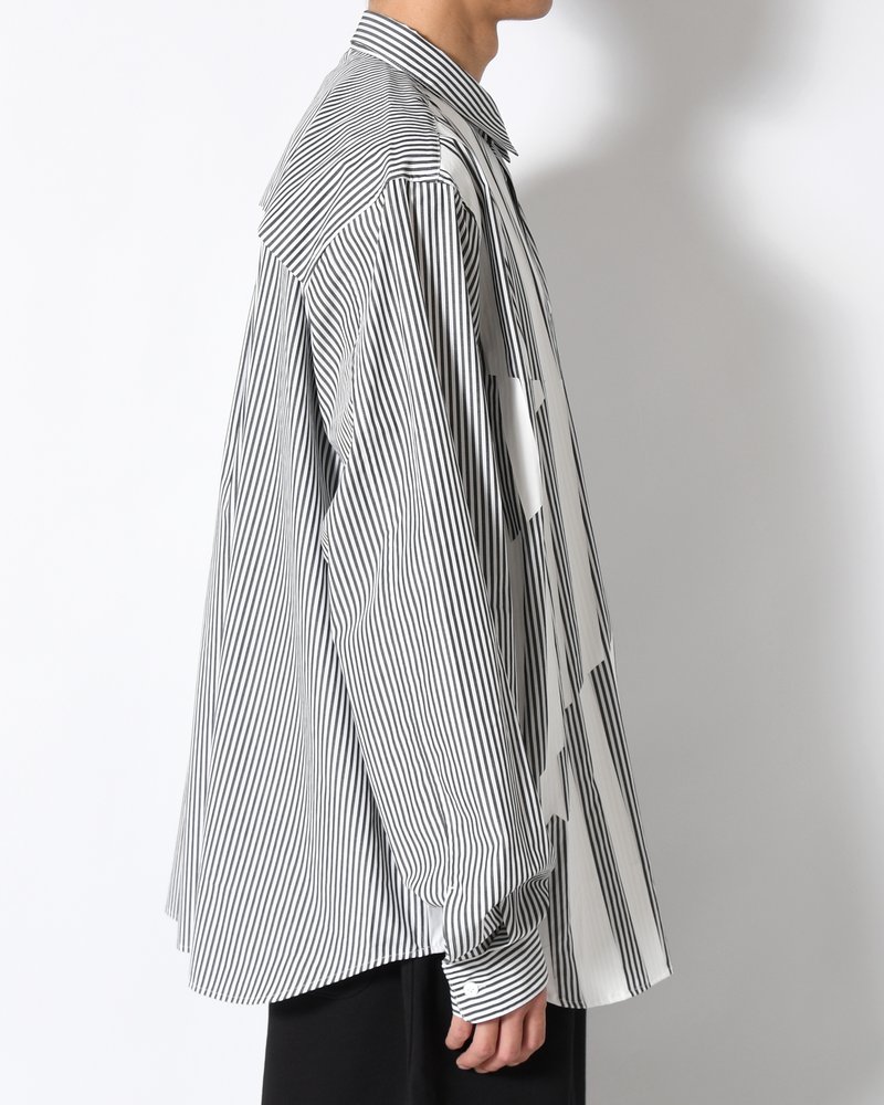 UNISEX PRINTED STRIPED SHIRT -BLACK-