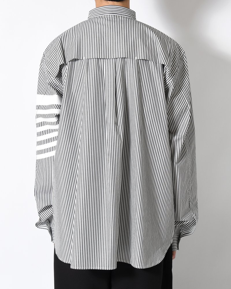 UNISEX PRINTED STRIPED SHIRT -BLACK-