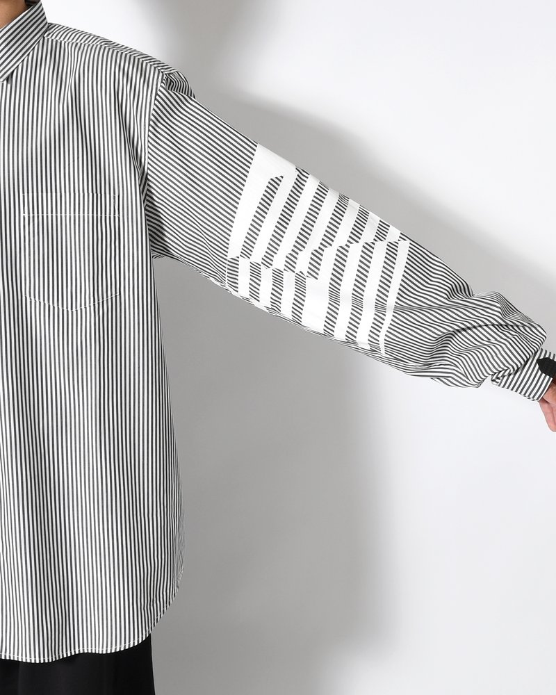 UNISEX PRINTED STRIPED SHIRT -BLACK-