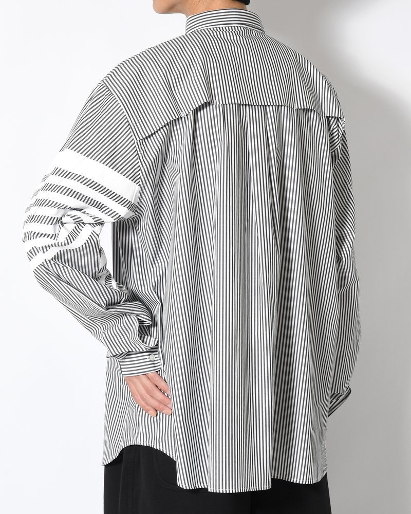 UNISEX PRINTED STRIPED SHIRT -BLACK-