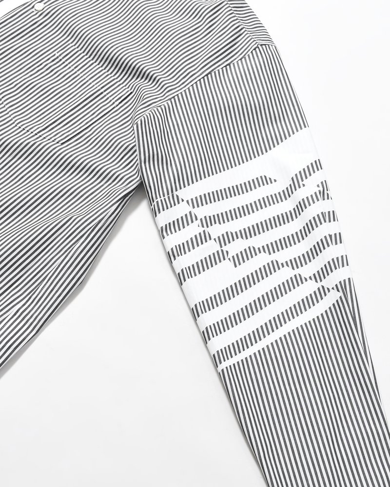 UNISEX PRINTED STRIPED SHIRT -BLACK-