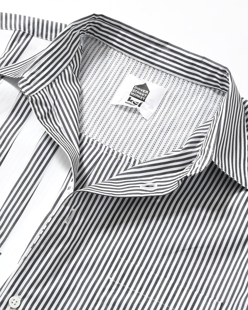 UNISEX PRINTED STRIPED SHIRT -BLACK-