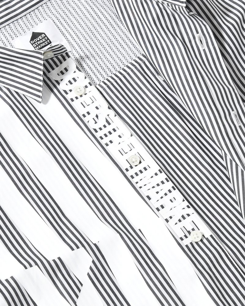 UNISEX PRINTED STRIPED SHIRT -BLACK-
