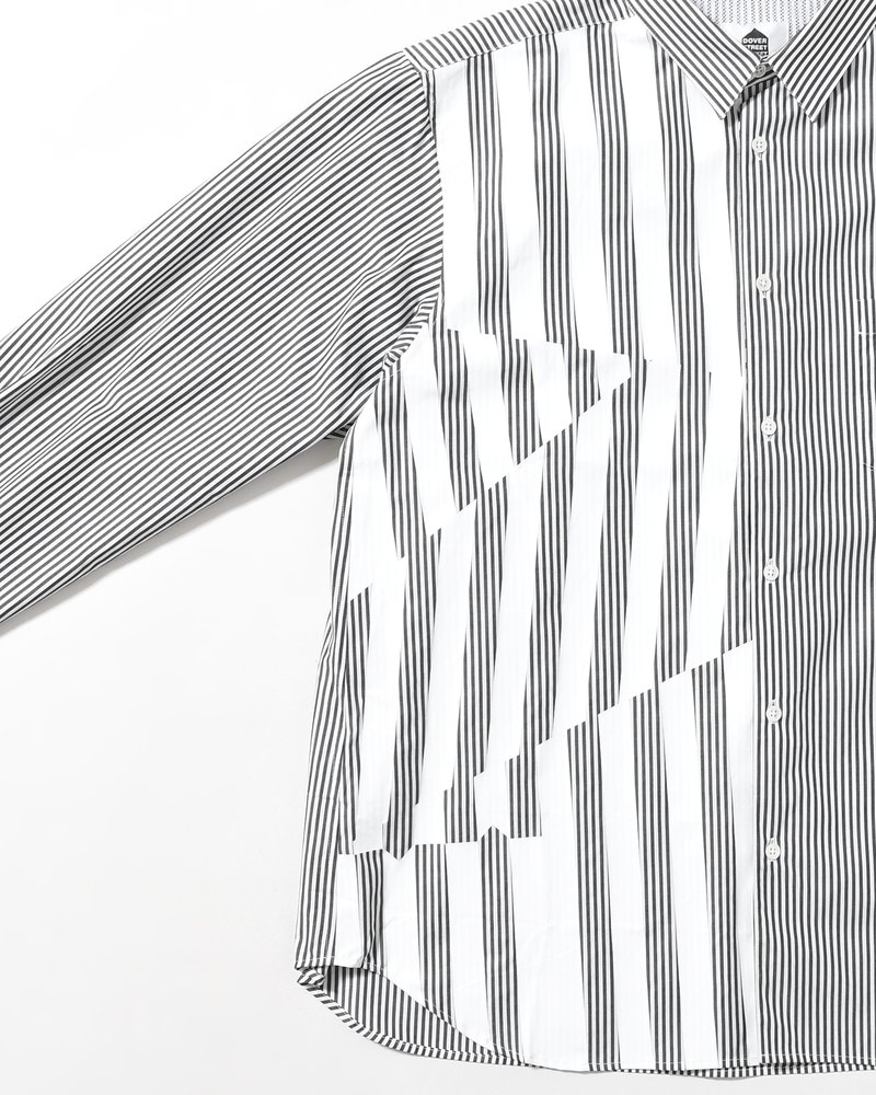 UNISEX PRINTED STRIPED SHIRT -BLACK-