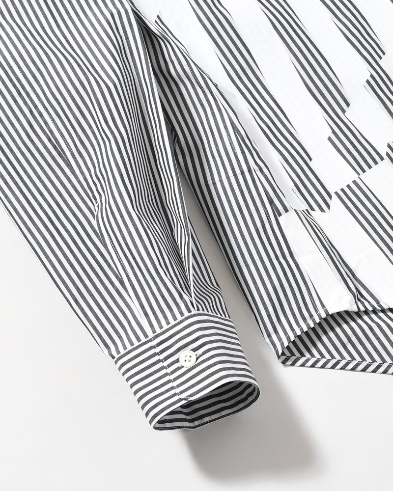 UNISEX PRINTED STRIPED SHIRT -BLACK-