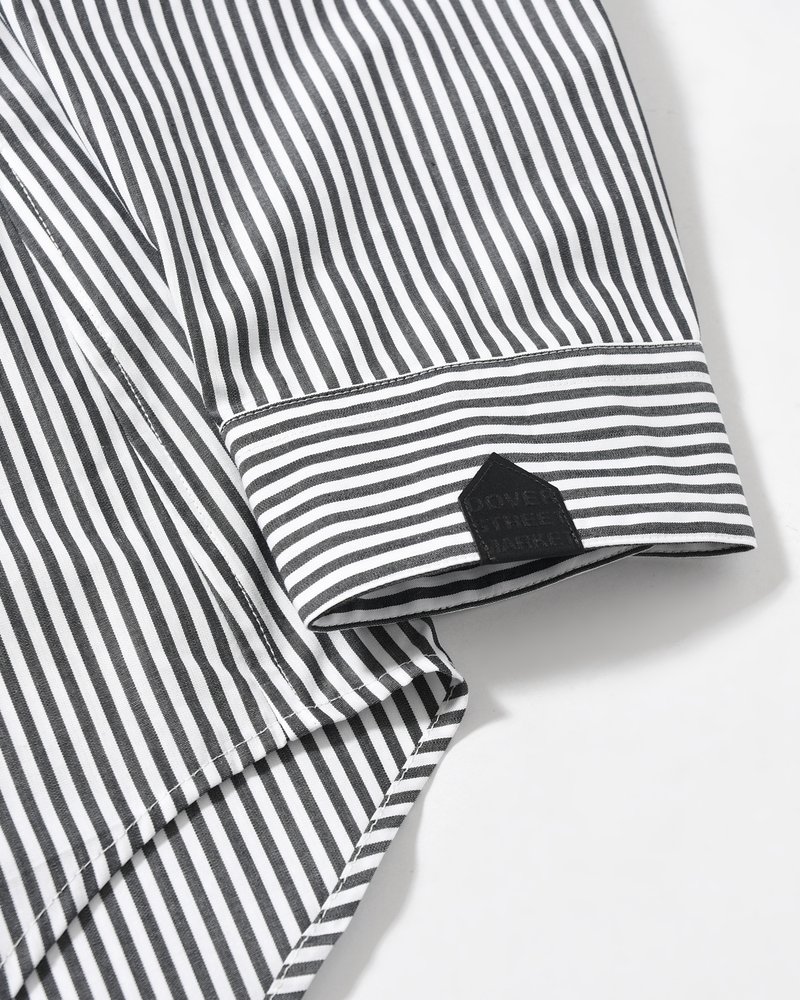 UNISEX PRINTED STRIPED SHIRT -BLACK-