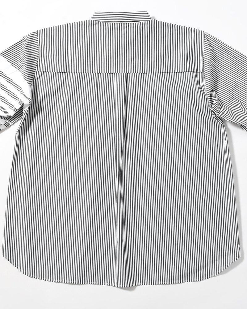 UNISEX PRINTED STRIPED SHIRT -BLACK-