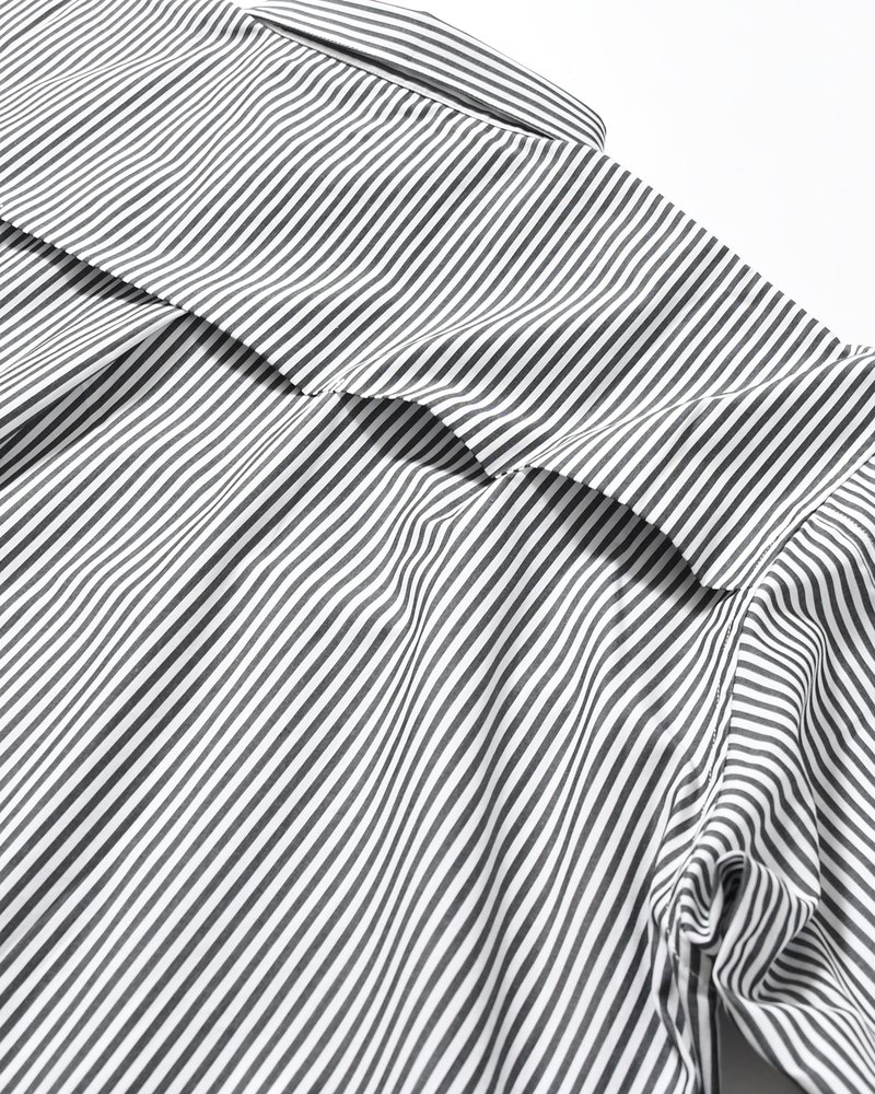 UNISEX PRINTED STRIPED SHIRT -BLACK-
