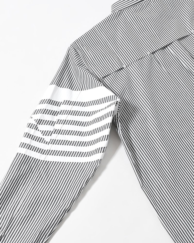 UNISEX PRINTED STRIPED SHIRT -BLACK-