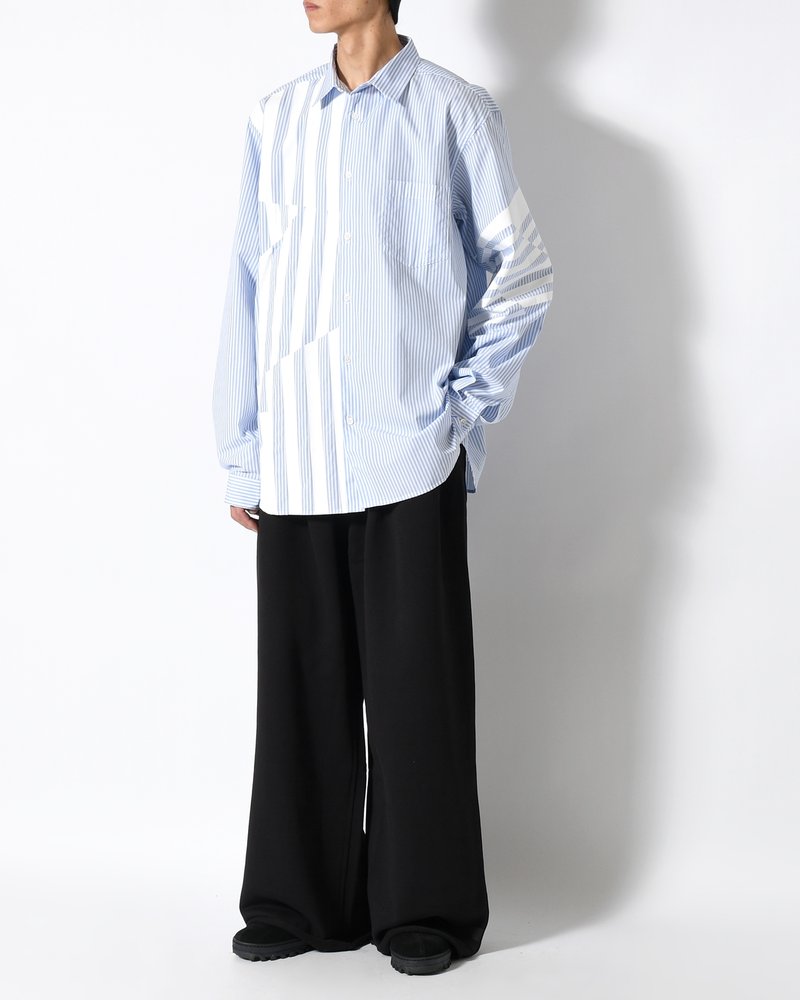 UNISEX PRINTED STRIPED SHIRT -BLUE-