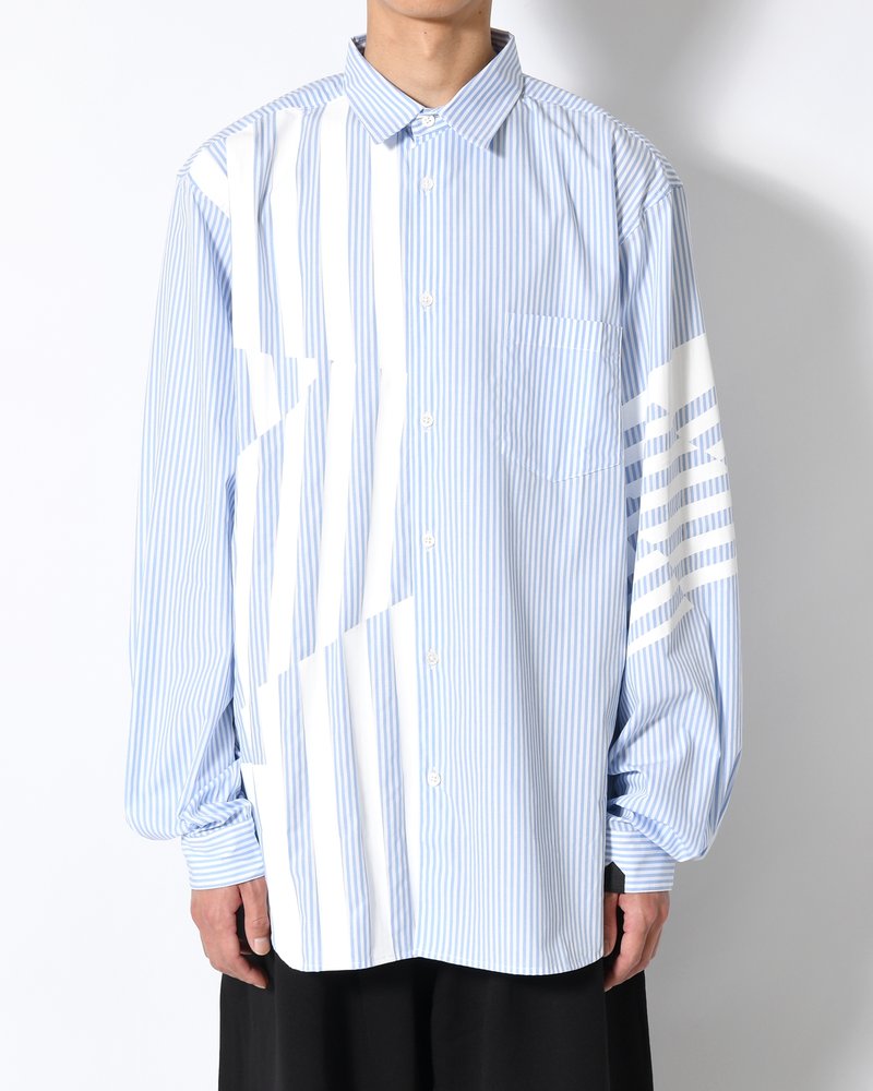 UNISEX PRINTED STRIPED SHIRT -BLUE-