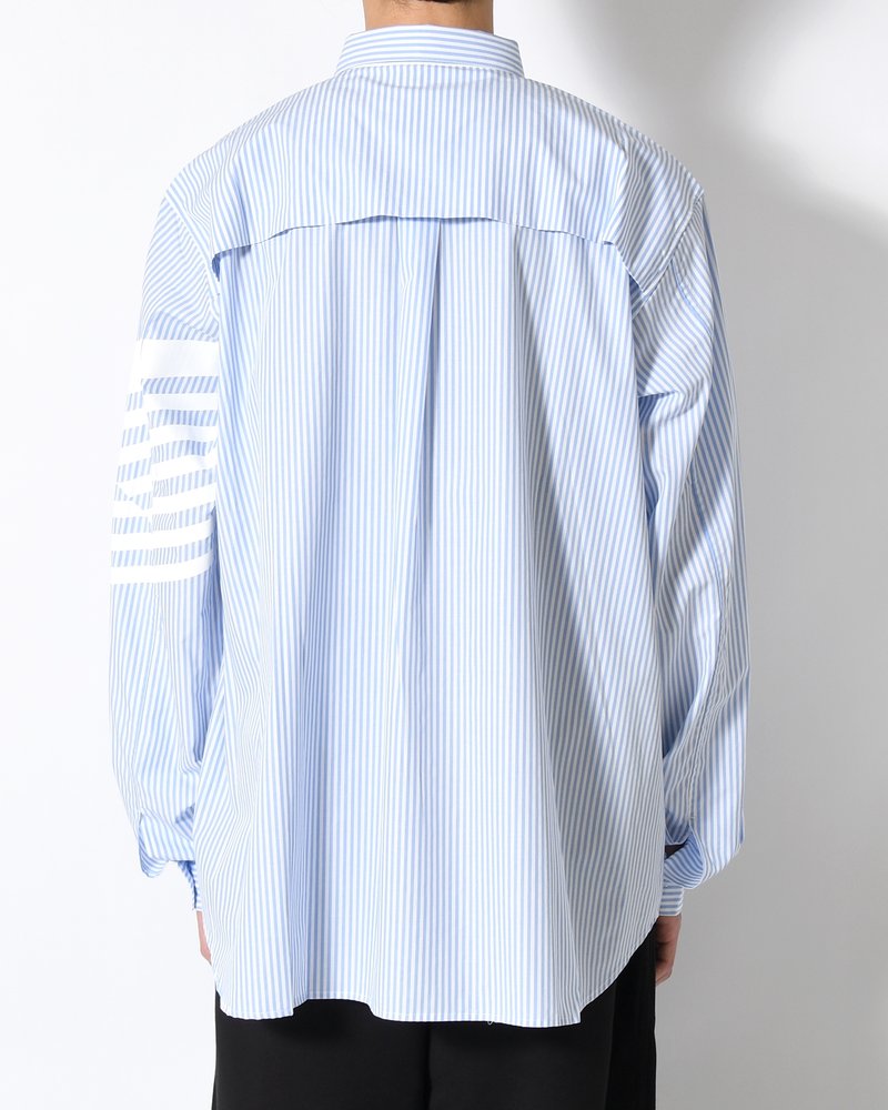 UNISEX PRINTED STRIPED SHIRT -BLUE-