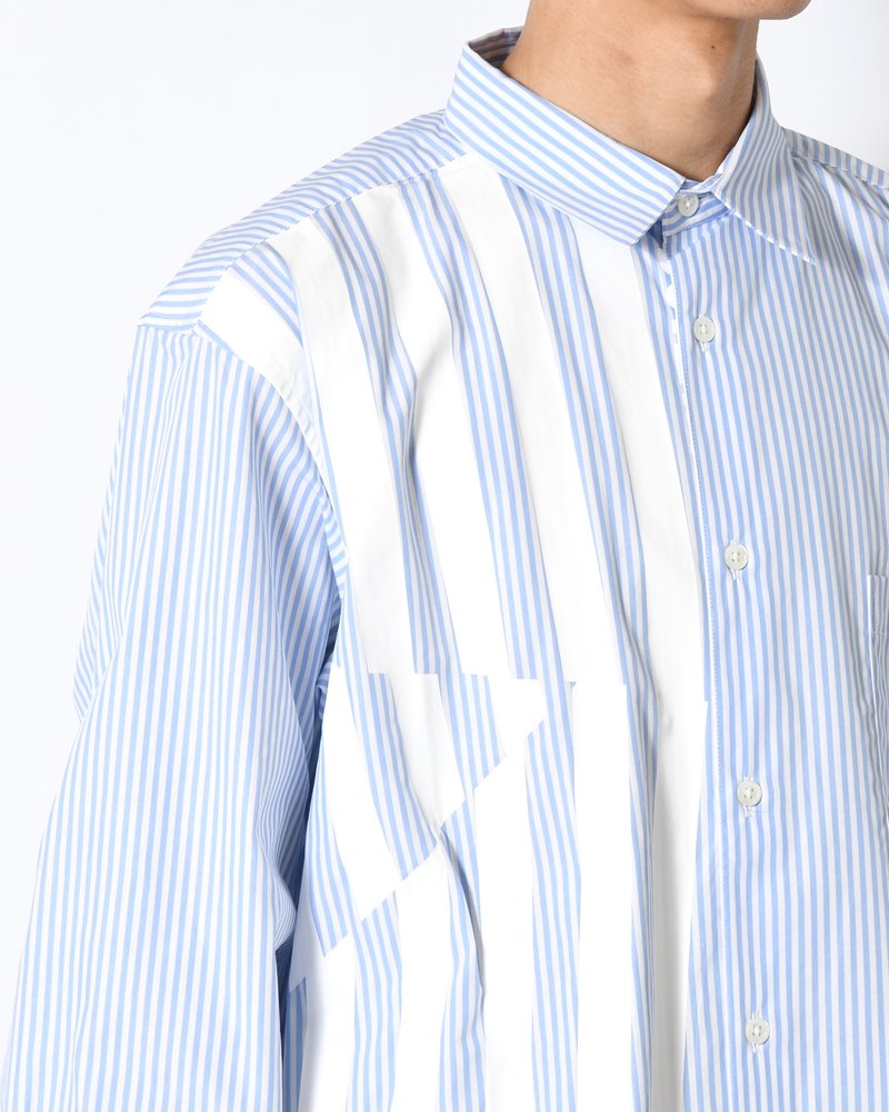 UNISEX PRINTED STRIPED SHIRT -BLUE-