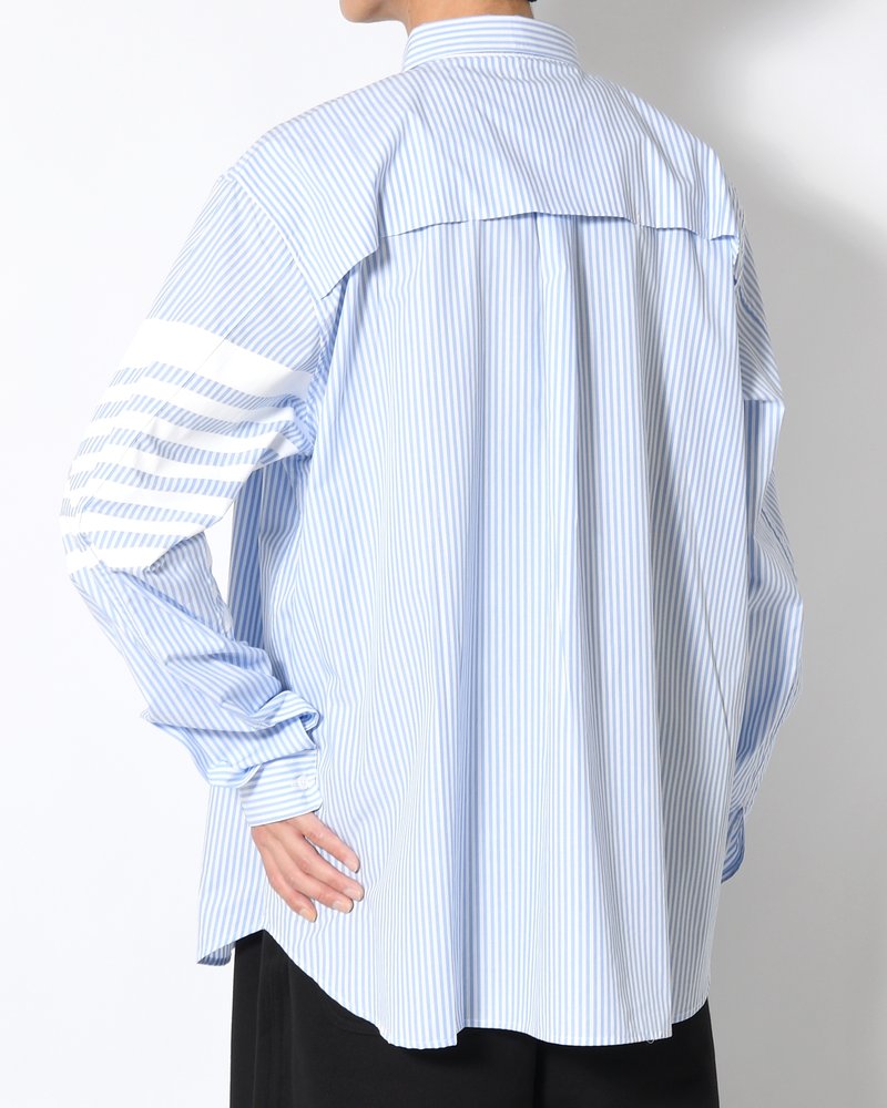 UNISEX PRINTED STRIPED SHIRT -BLUE-