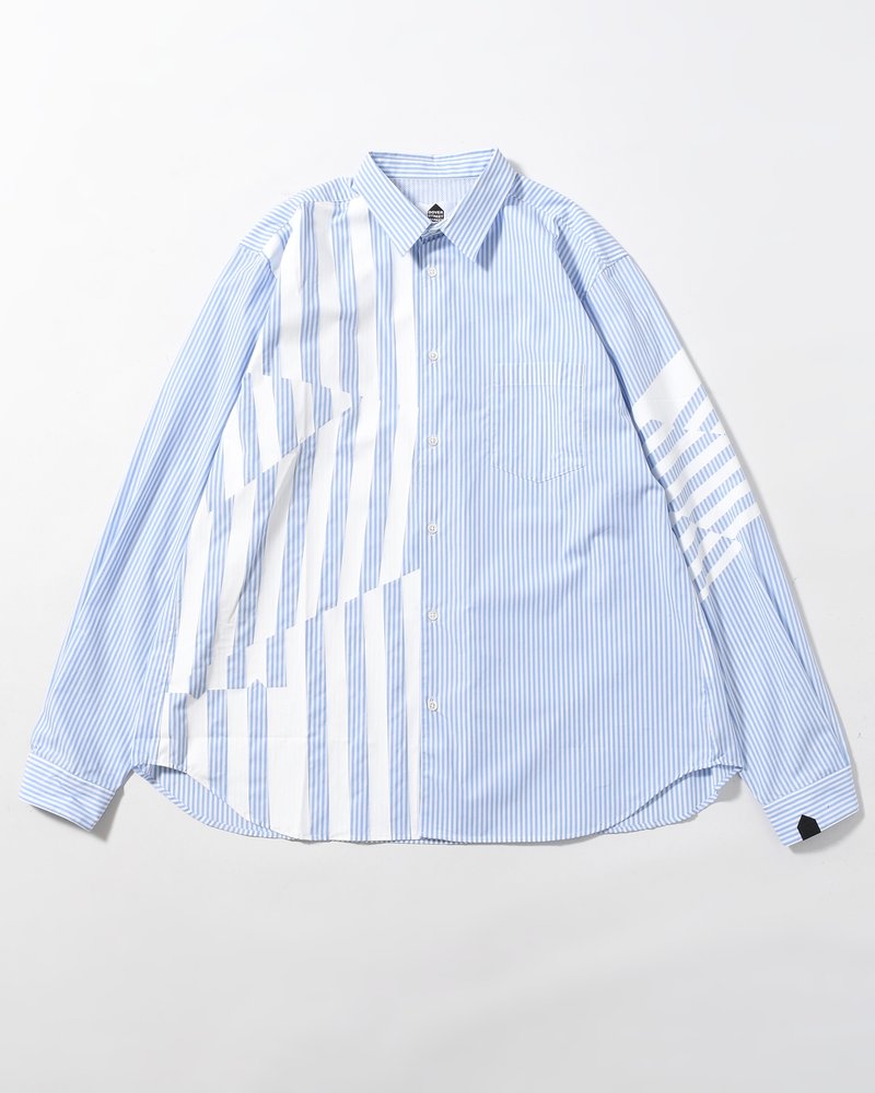 UNISEX PRINTED STRIPED SHIRT -BLUE-