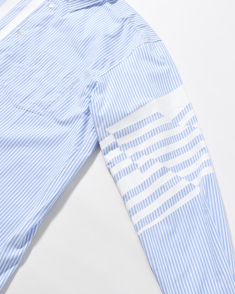 UNISEX PRINTED STRIPED SHIRT -BLUE-