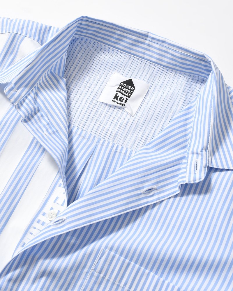UNISEX PRINTED STRIPED SHIRT -BLUE-
