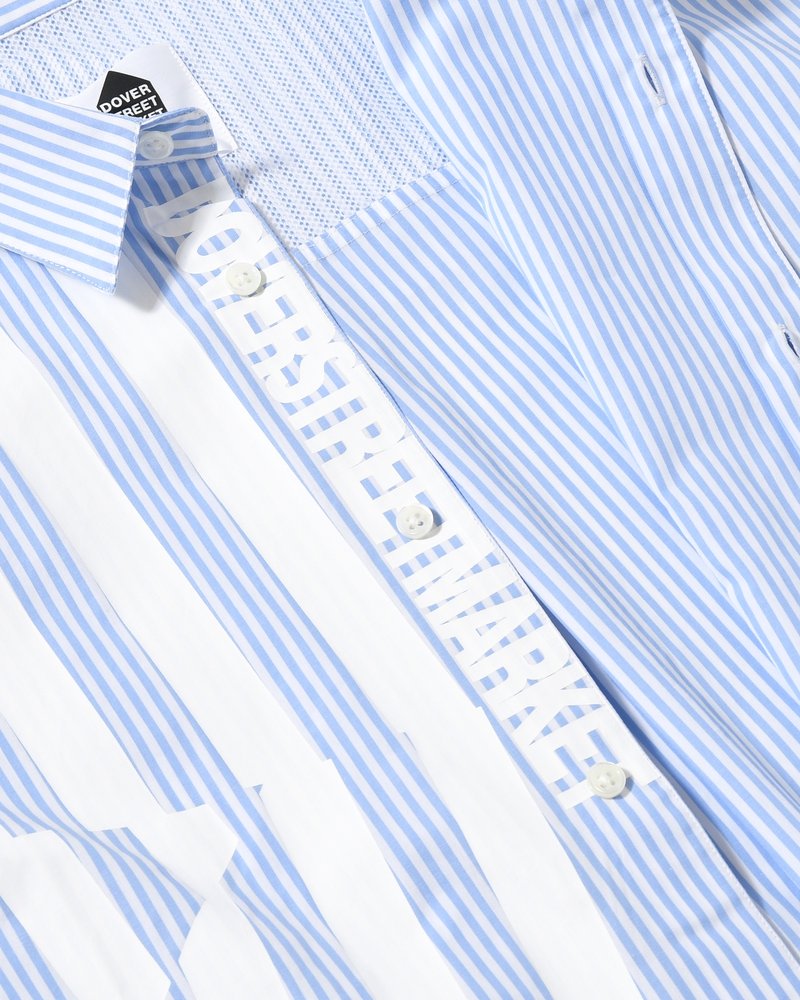 UNISEX PRINTED STRIPED SHIRT -BLUE-