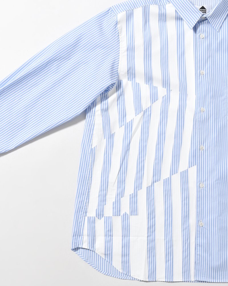 UNISEX PRINTED STRIPED SHIRT -BLUE-