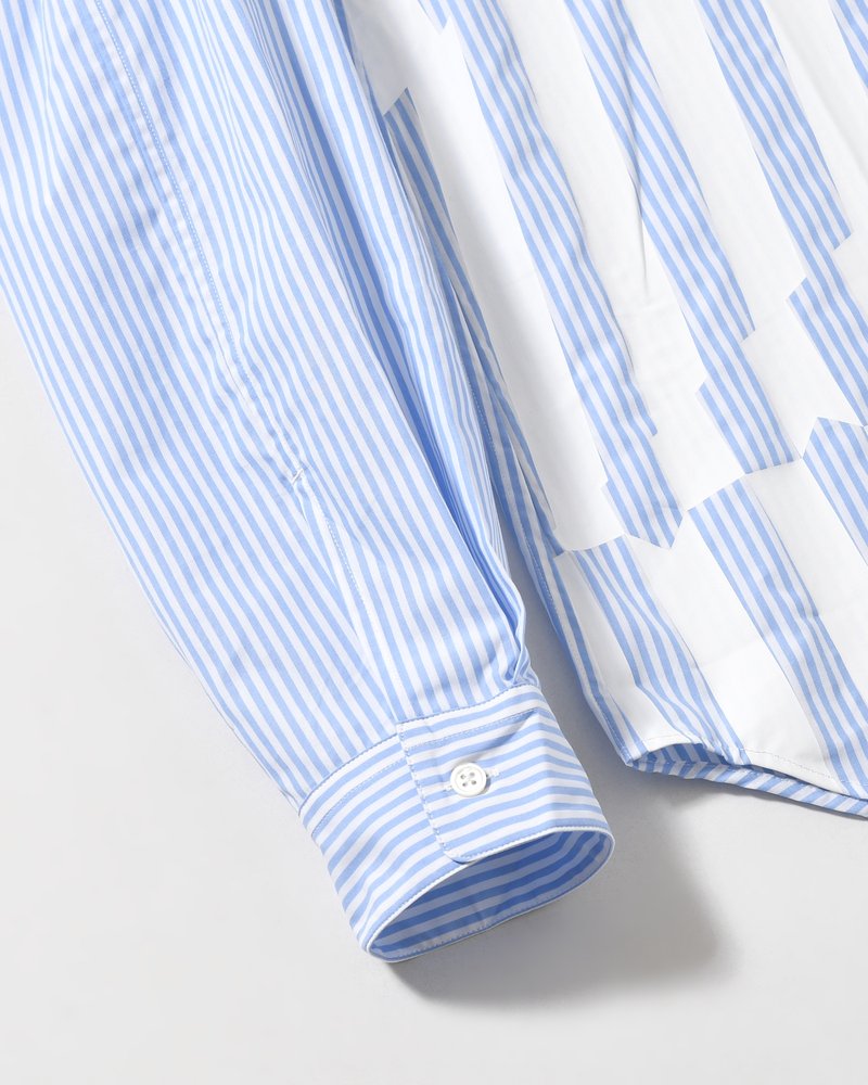 UNISEX PRINTED STRIPED SHIRT -BLUE-