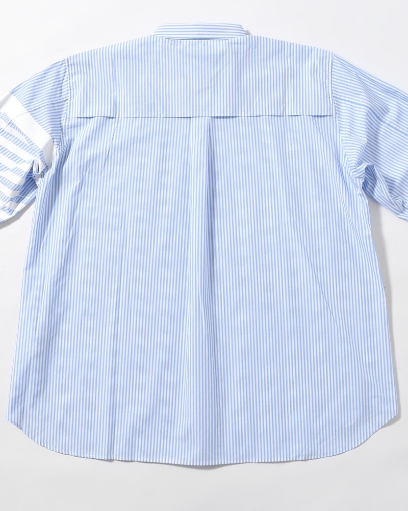 UNISEX PRINTED STRIPED SHIRT -BLUE-